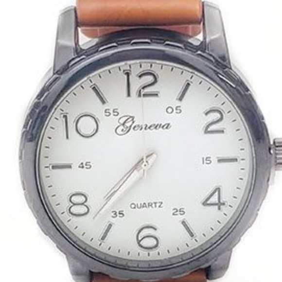 Mens Classic Brown Leather Watch Slim Business - Picture 2 of 3